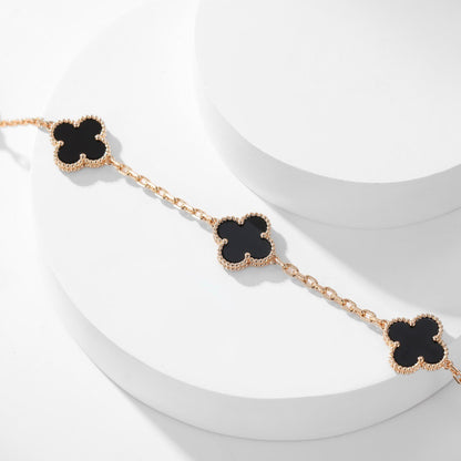 [⭐JeweliWhal]CLOVER 10 MOTIFS ONYX NECKLACE