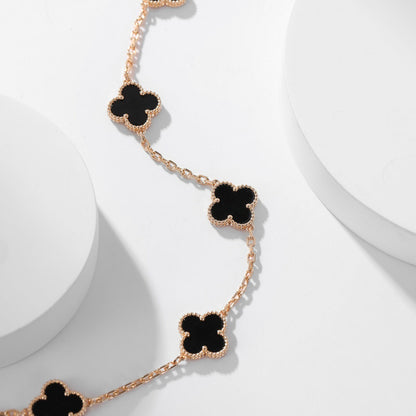[⭐JeweliWhal]CLOVER 10 MOTIFS ONYX NECKLACE
