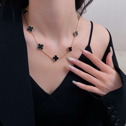 [⭐JeweliWhal]CLOVER 10 MOTIFS ONYX NECKLACE
