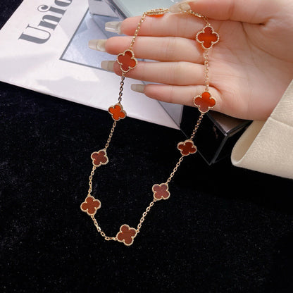 [⭐JeweliWhal]CLOVER 10 MOTIFS CARNELIAN NECKLACE