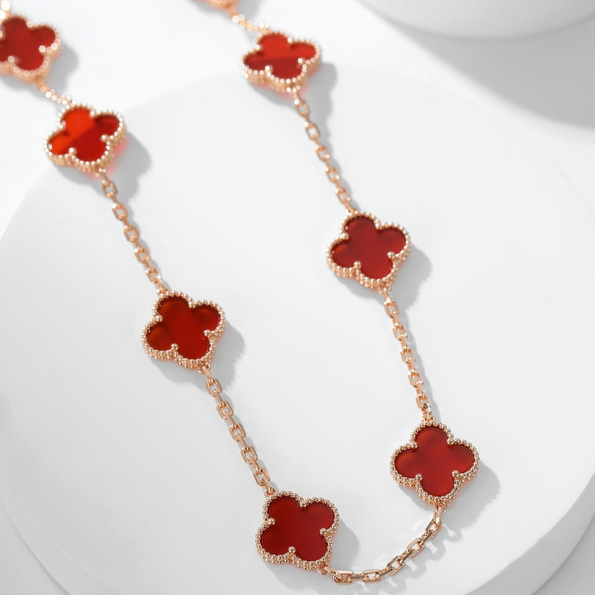 [⭐JeweliWhal]CLOVER 10 MOTIFS CARNELIAN NECKLACE