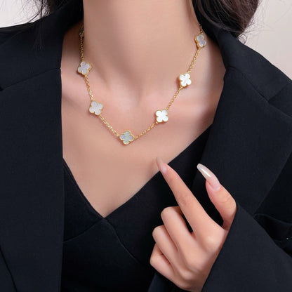 [⭐JeweliWhal]CLOVER 10 MOTIFS WHITE MOTHER OF PEARL NECKLACE