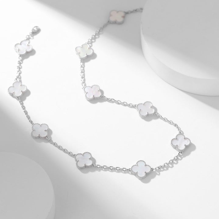 [⭐JeweliWhal]CLOVER 10 MOTIFS WHITE MOTHER OF PEARL NECKLACE