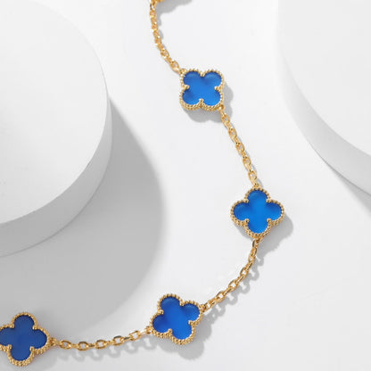 [⭐JeweliWhal]CLOVER 10 MOTIFS BLUE AGATE NECKLACE