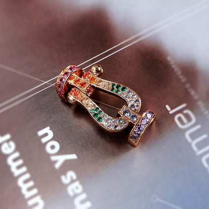 [⭐JeweliWhal]FORCE LARGE HORSESHOE  COLORED DIAMOND BRACELET ROSE GOLD