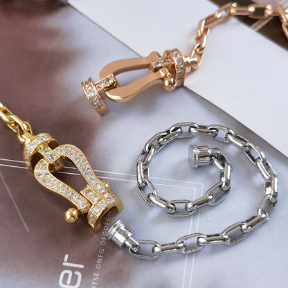 [⭐JeweliWhal]FORCE LARGE HORSESHOE CLASP  METAL BRACELET