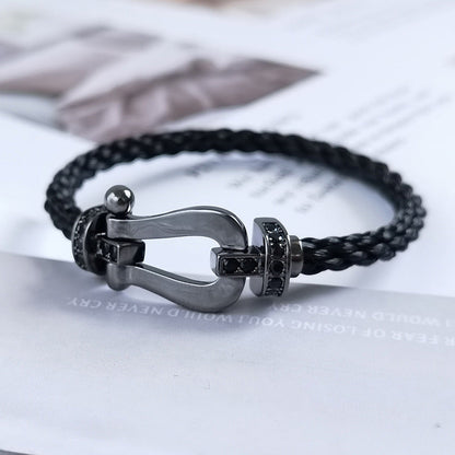 [⭐JeweliWhal]FORCE LARGE SERIES HORSESHOE BLACK SAMURAI BRACELET