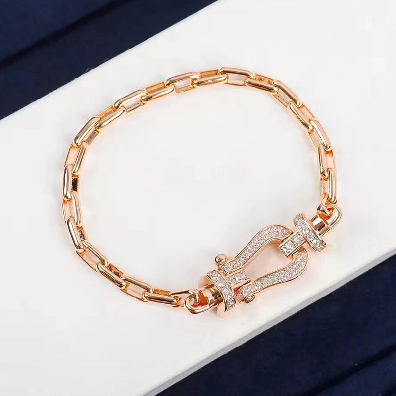 [⭐JeweliWhal]FORCE LARGE HORSESHOE CLASP  METAL BRACELET