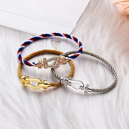[⭐JeweliWhal]FORCE LARGE HORSESHOE NO DIAMOND BRACELET GOLD