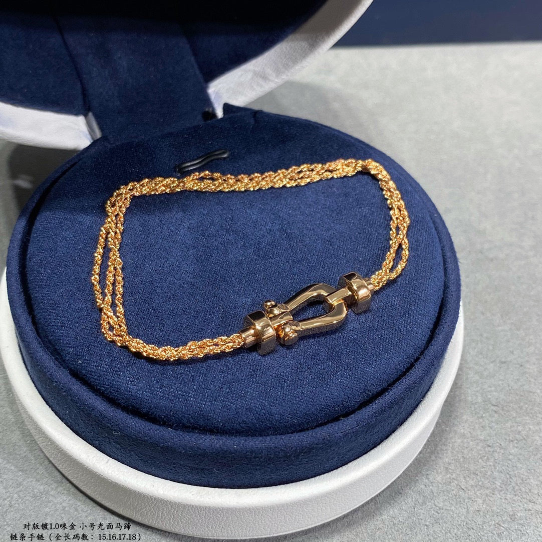 [⭐JeweliWhal]FORCE SMALL HORSESHOE  DIAMOND CHAIN ROPE BRACELET