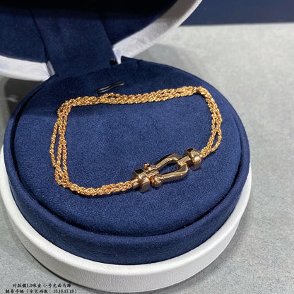 [⭐JeweliWhal]FORCE SMALL HORSESHOE  DIAMOND CHAIN ROPE BRACELET
