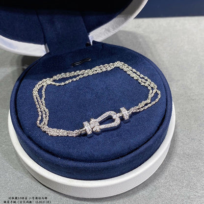 [⭐JeweliWhal]FORCE SMALL HORSESHOE  DIAMOND CHAIN ROPE BRACELET