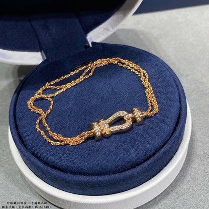 [⭐JeweliWhal]FORCE SMALL HORSESHOE  DIAMOND CHAIN ROPE BRACELET
