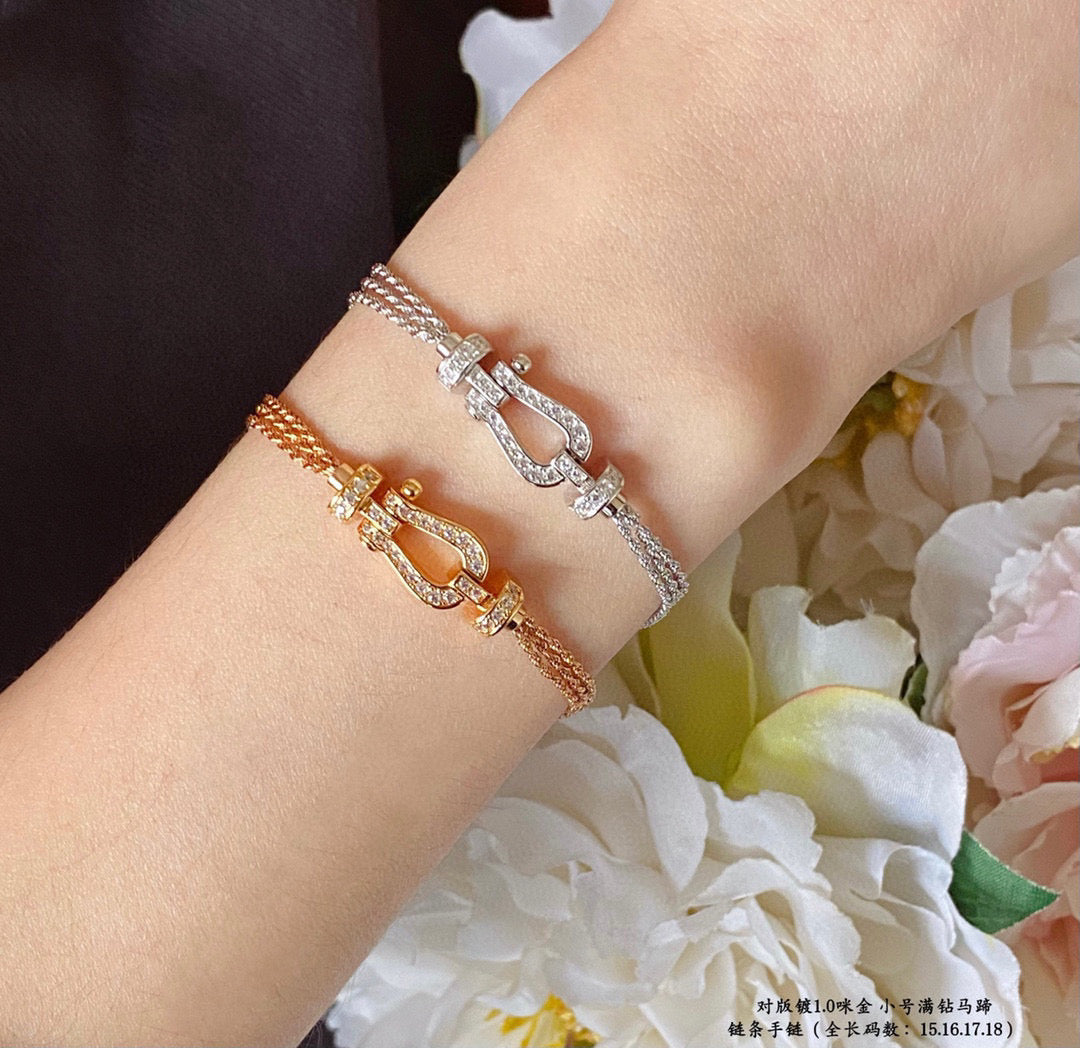 [⭐JeweliWhal]FORCE SMALL HORSESHOE  DIAMOND CHAIN ROPE BRACELET