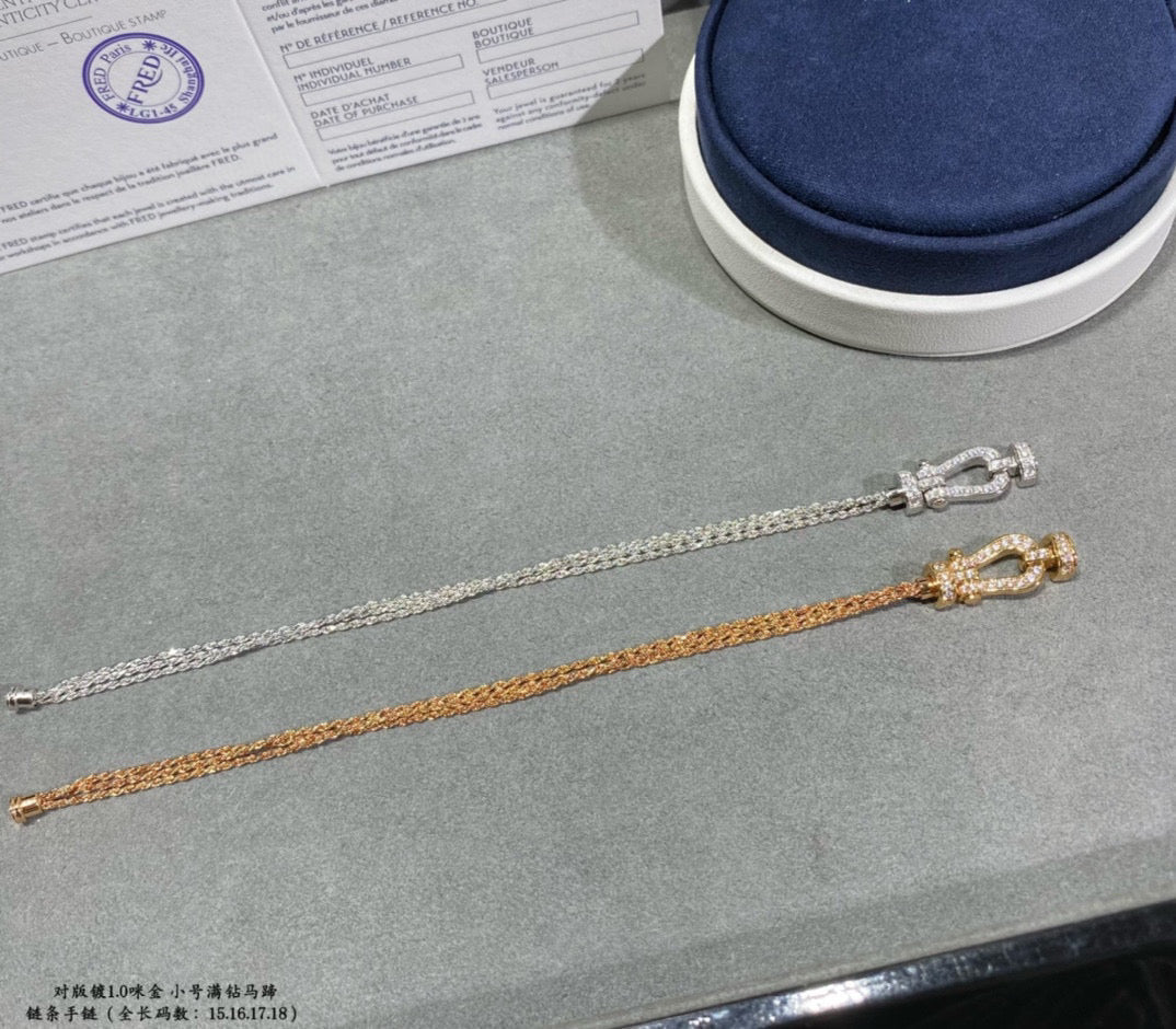 [⭐JeweliWhal]FORCE SMALL HORSESHOE  DIAMOND CHAIN ROPE BRACELET