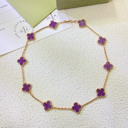 [⭐JeweliWhal Jewelry]CLOVER 10 MOTIFS  PURPLE VIOLET  NECKLACE