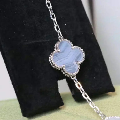 [⭐JeweliWhal] CLOVER 5 MOTIF PURPLE CHALCEDONY BRACELET COLLECTION