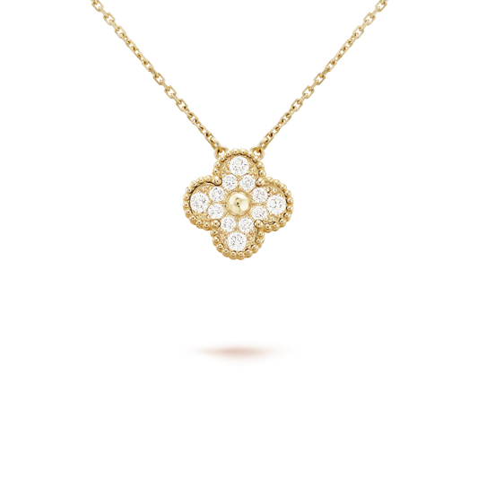 [⭐JeweliWhal]CLOVER 15MM DIAMOND SINGLE FLOWER NECKLACE