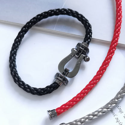 [⭐JeweliWhal]FORCE LARGE SERIES HORSESHOE BLACK SAMURAI BRACELET