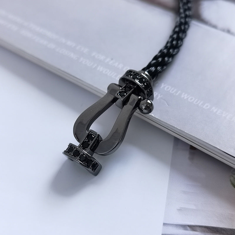 [⭐JeweliWhal]FORCE LARGE SERIES HORSESHOE BLACK SAMURAI BRACELET