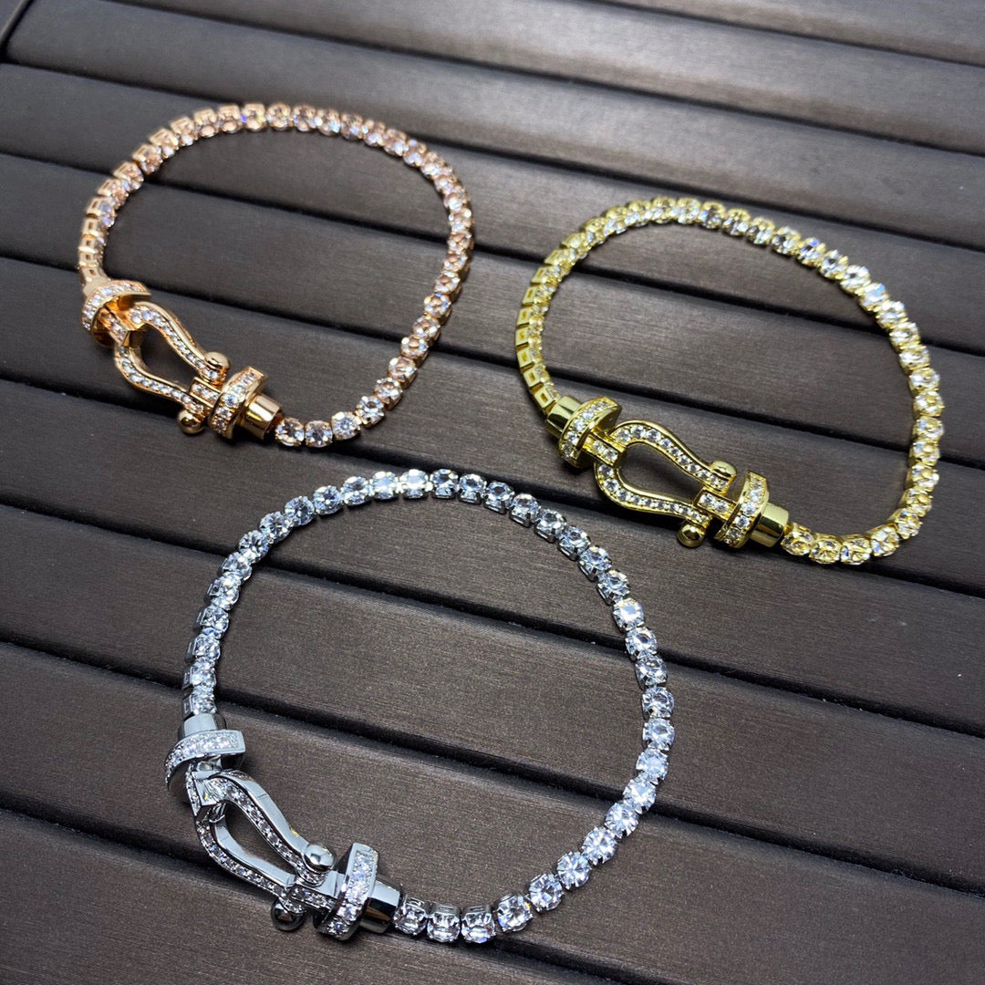 [⭐JeweliWhal]FORCE  LARGE HORSESHOE FULL DIAMOND TENNIS BRACELET