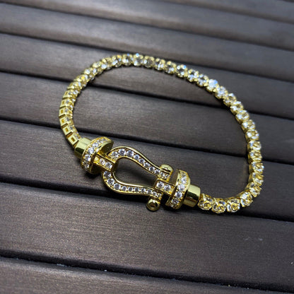 [⭐JeweliWhal]FORCE  LARGE HORSESHOE FULL DIAMOND TENNIS BRACELET