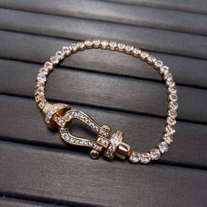 [⭐JeweliWhal]FORCE  LARGE HORSESHOE FULL DIAMOND TENNIS BRACELET