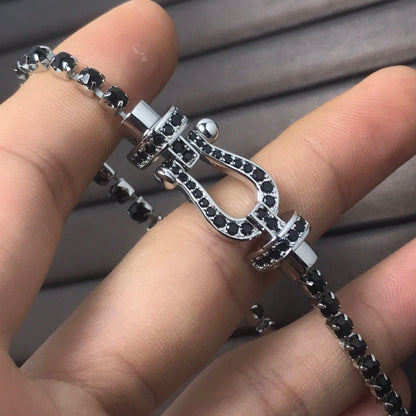 [⭐JeweliWhal]FORCE  LARGE HORSESHOE FULL DIAMOND TENNIS BRACELET