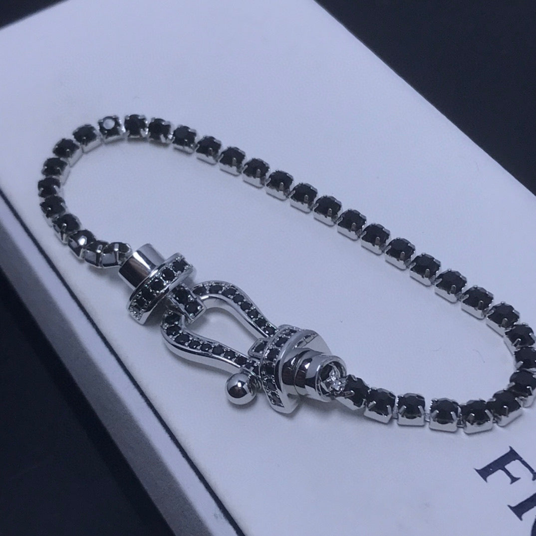 [⭐JeweliWhal]FORCE  LARGE HORSESHOE FULL DIAMOND TENNIS BRACELET