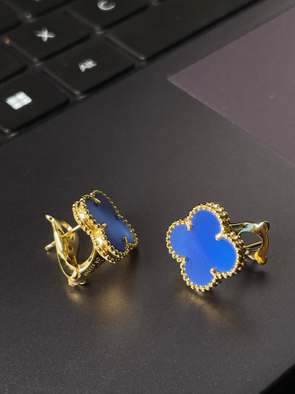 [⭐JeweliWhal] CLOVER LARGE (20mm) 1 MOTIFS BLUE MOP STUD EARRINGS