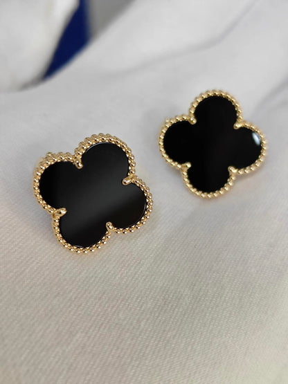 [⭐JeweliWhal]CLOVER 20MM BLACK MOP EARRINGS