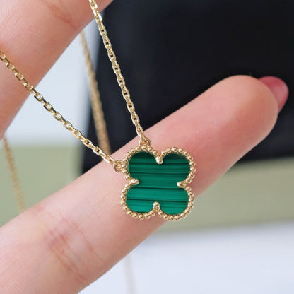 [⭐JeweliWhal]CLOVER 15MM MALACHITE SINGLE FLOWER  NECKLACE