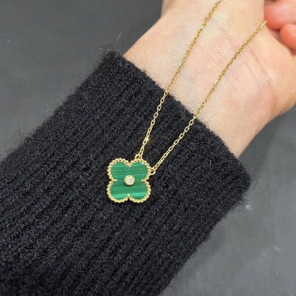[⭐JeweliWhal]CLOVER 15MM DIAMOND TURQUOISE NECKLACE