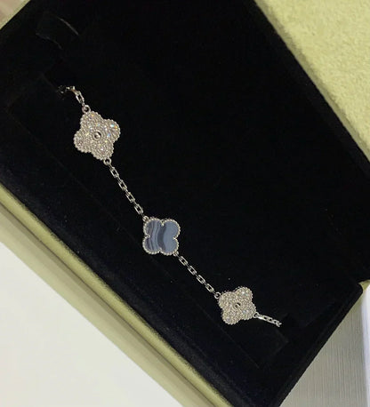 [⭐JeweliWhal] CLOVER 5 MOTIF PURPLE CHALCEDONY BRACELET COLLECTION