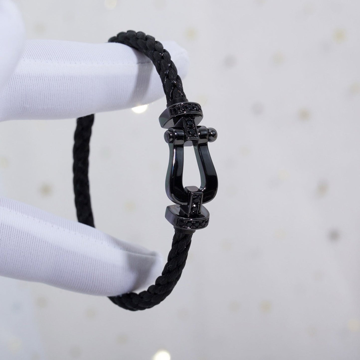 [⭐JeweliWhal]FORCE LARGE SERIES HORSESHOE BLACK SAMURAI BRACELET