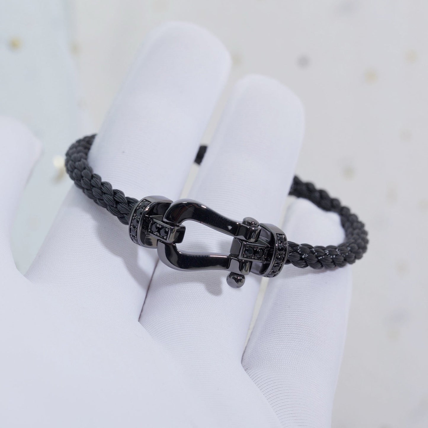 [⭐JeweliWhal]FORCE LARGE SERIES HORSESHOE BLACK SAMURAI BRACELET