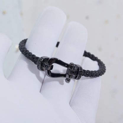 [⭐JeweliWhal]FORCE LARGE SERIES HORSESHOE BLACK SAMURAI BRACELET