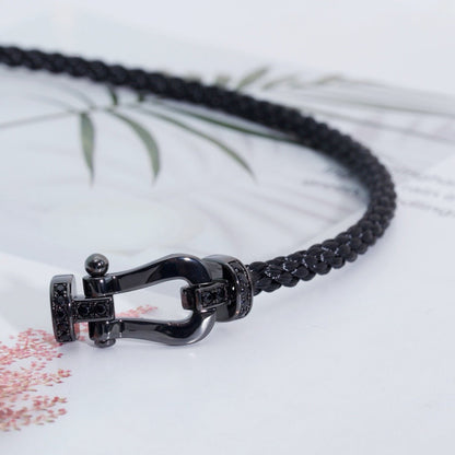 [⭐JeweliWhal]FORCE LARGE SERIES HORSESHOE BLACK SAMURAI BRACELET