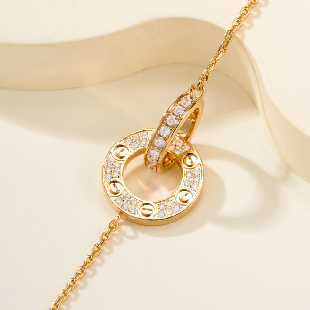 [⭐JeweliWhal]LOVE DOUBLE RING FULL DIAMOND BRACELET