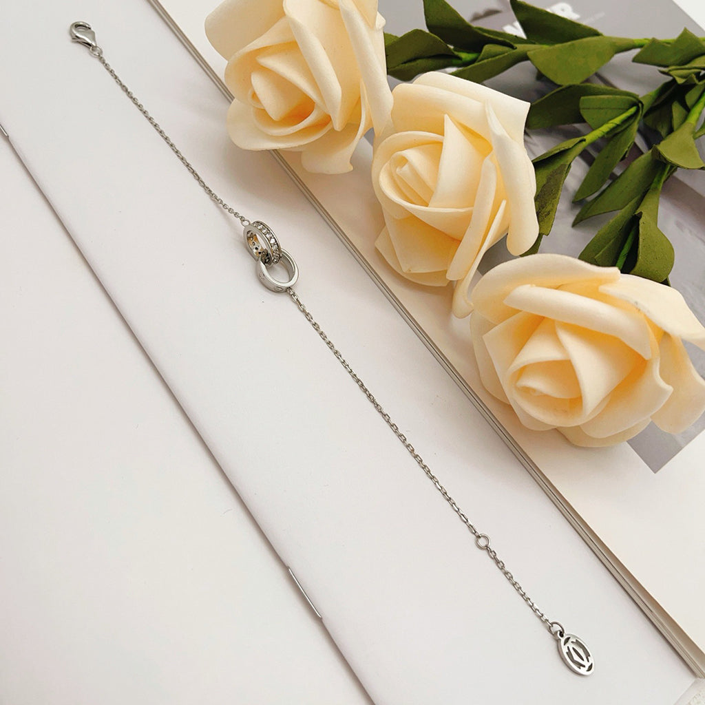 [⭐JeweliWhal]LOVE DOUBLE RING HALF DIAMOND BRACELET