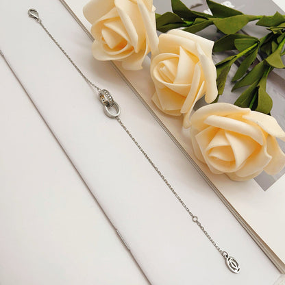 [⭐JeweliWhal]LOVE DOUBLE RING HALF DIAMOND BRACELET