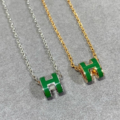 [⭐JeweliWhal]POP H GREEN NECKLACE SILVER AND GOLD