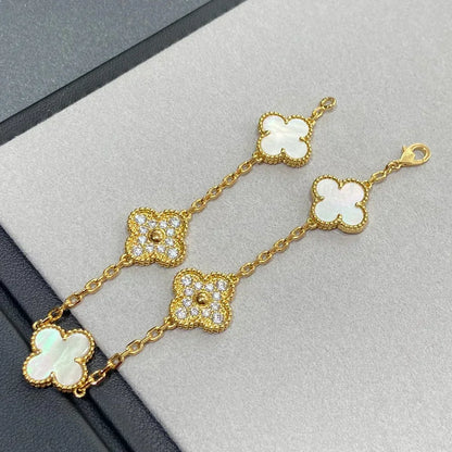 [⭐JeweliWhal]CLOVER WHITE PEARL MOP 5 MOTIF BRACELET COLLECTION