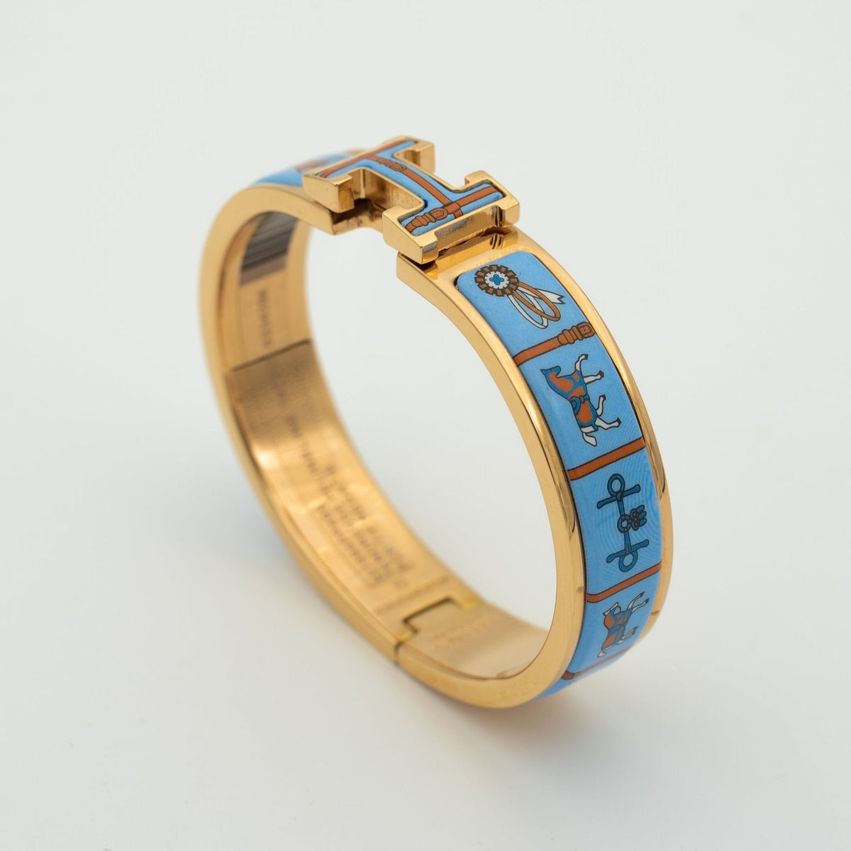 [⭐JeweliWhal]H PINK GOLD BRACELET BLUE CERAMIC
