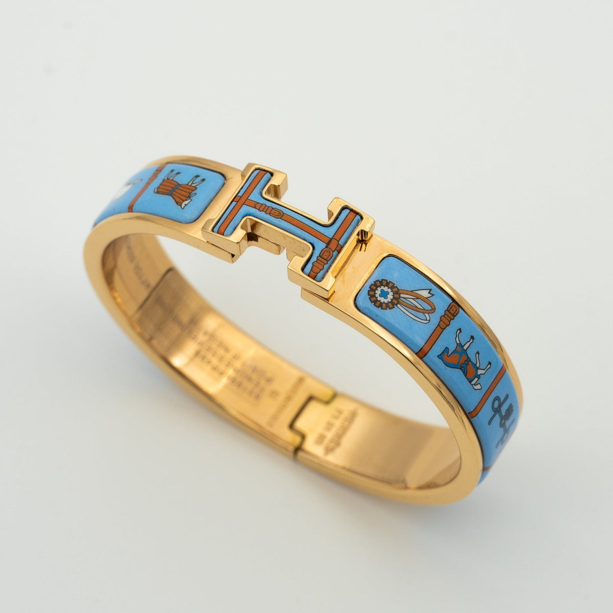 [⭐JeweliWhal]H PINK GOLD BRACELET BLUE CERAMIC