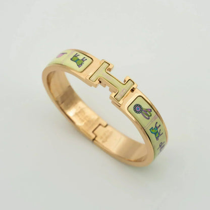 [⭐JeweliWhal]H PINK GOLD BRACELET CREAM CERAMIC