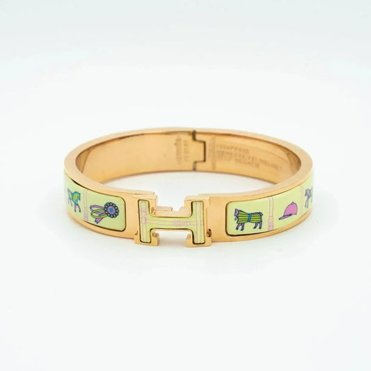 [⭐JeweliWhal]H PINK GOLD BRACELET CREAM CERAMIC