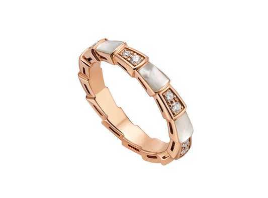 [⭐JeweliWhal]SERPENTI RING PINK GOLD DIAMOND MOP 3MM