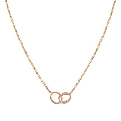 [⭐JeweliWhal]LOVE NECKLACE DOUBLE RING PINK GOLD