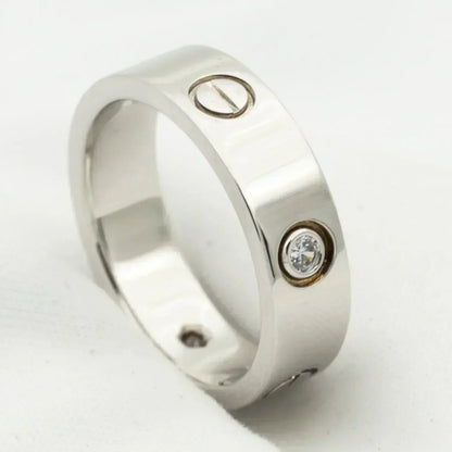 [⭐JeweliWhal]LOVE RING 5.5MM 3 DIAMONDS SILVER